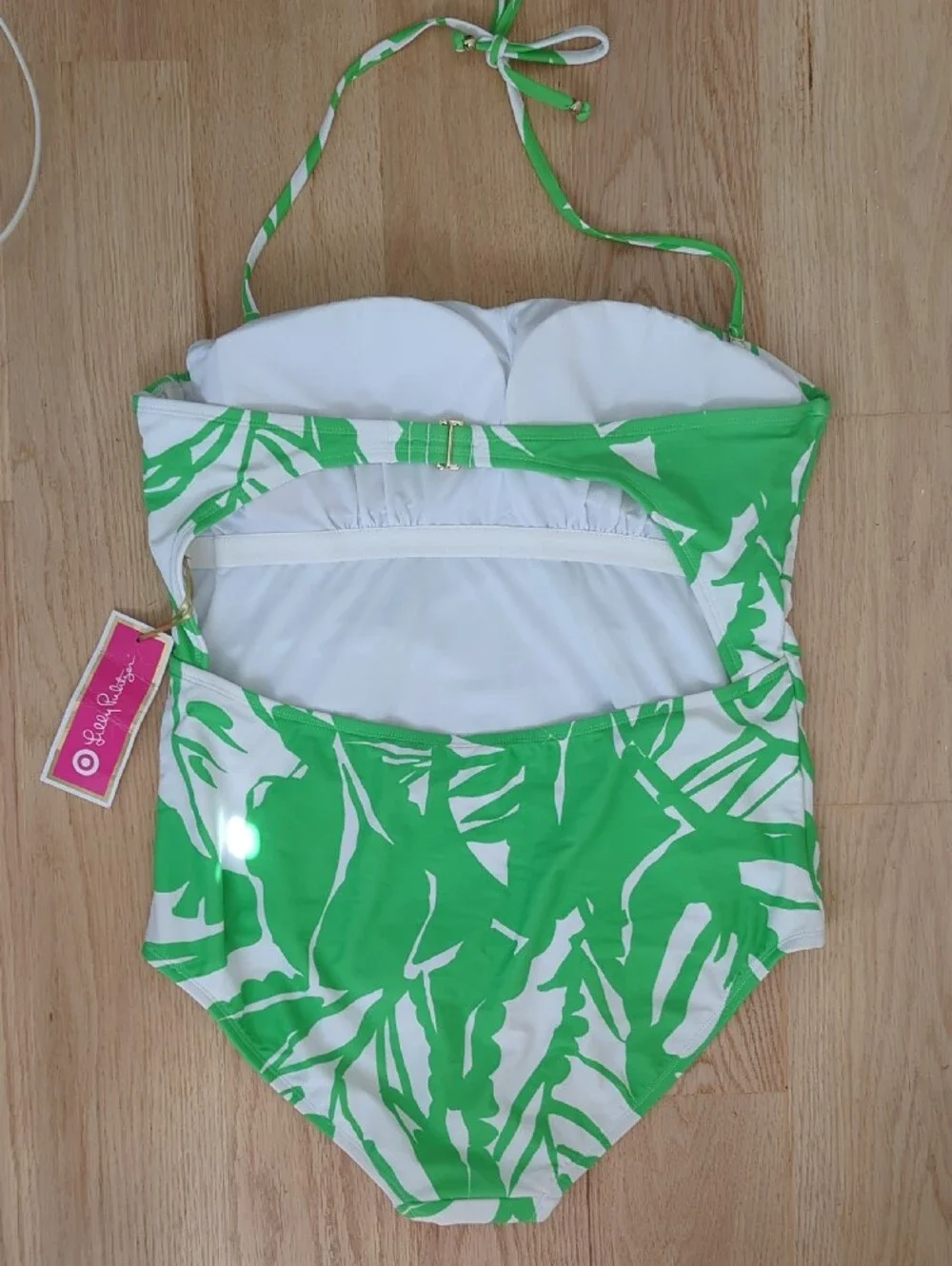NWT Lilly Pulitzer For Target Bright Green & White Tropical One-Piece Swimsuit - Picture 3 of 6